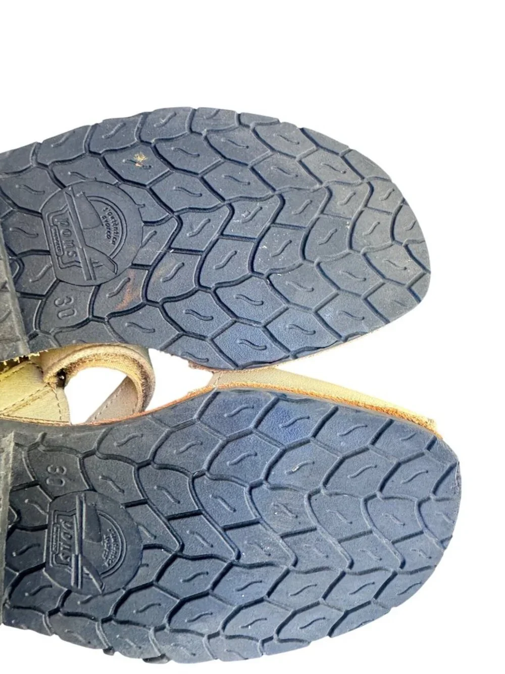 Pons Avarca Kids Leather Sandals Size EU 30 US 12 Beige Hook Loop Spain Shoes